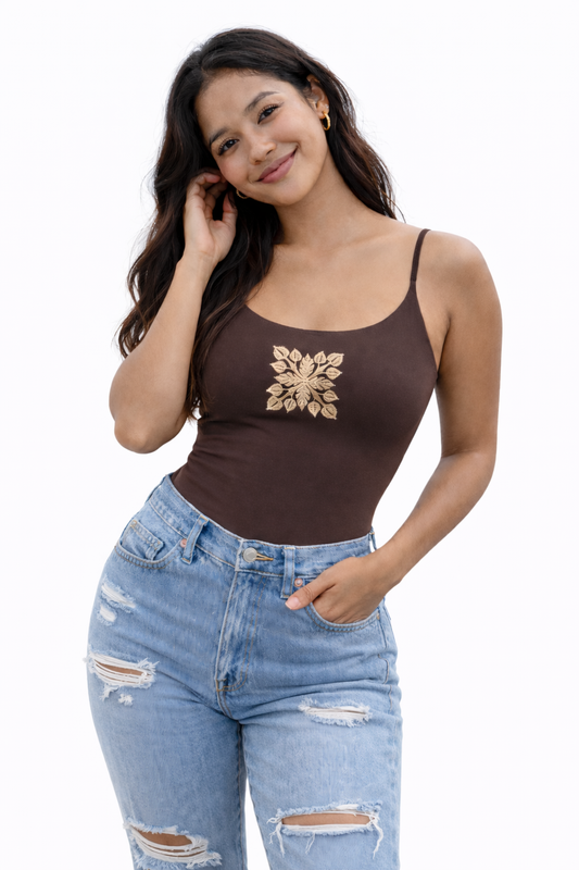 TAYLER BODYSUIT - BROWN ANTHURIUM